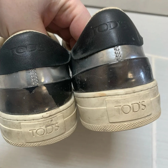 Tod's Silver  Gold Black Metallic Patent Leather Sneaker 39.5 - Picture 3 of 11
